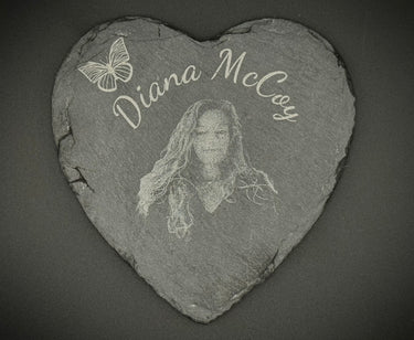 Forever in Stone – Heart-Shaped Custom Photo Slate Coaster